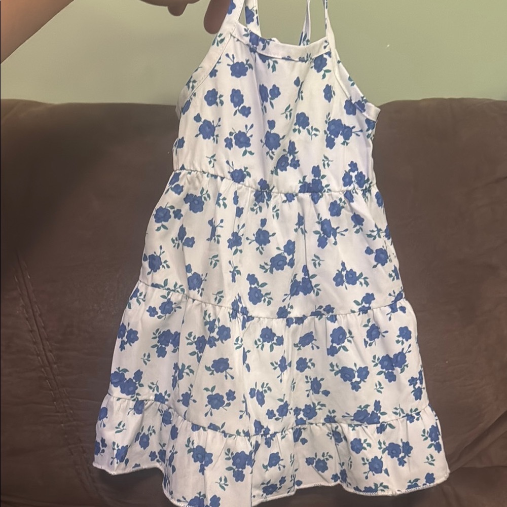 Floral Blue and White Kids Dress